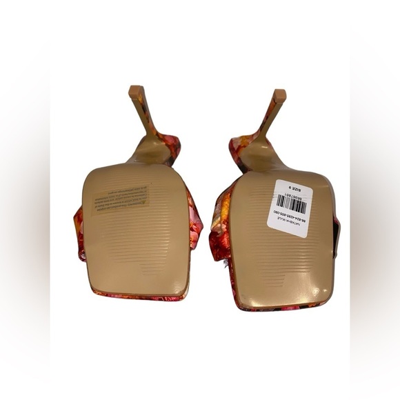 NY&C Women Orange Floral Mules Dress Heeled Faux Leather Glam Party Event NWT‎ - Picture 5 of 5